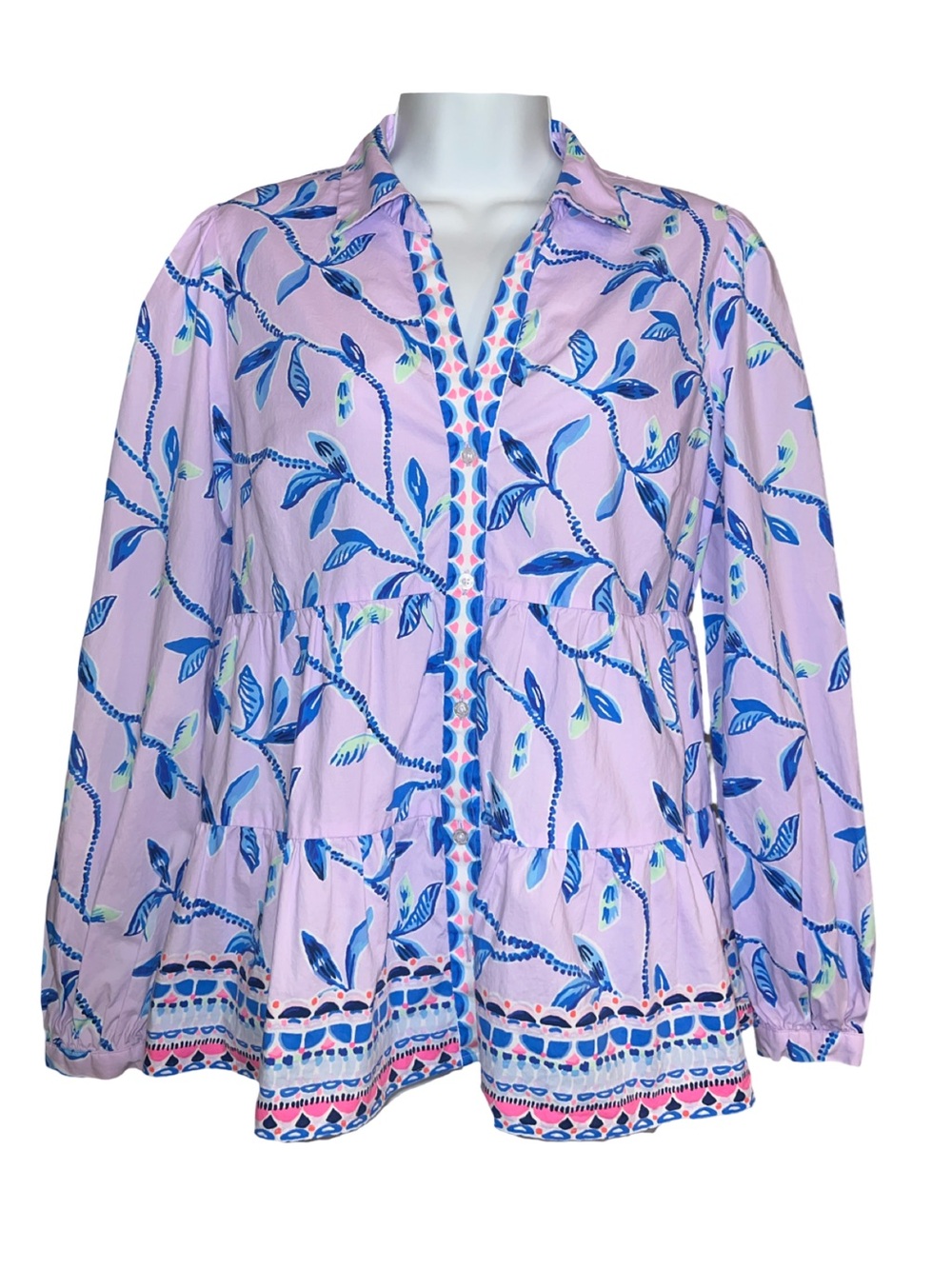 Lilly Pulitzer Kenna Stretch Top Purple Iris Slathouse Jungle Engineered Medium